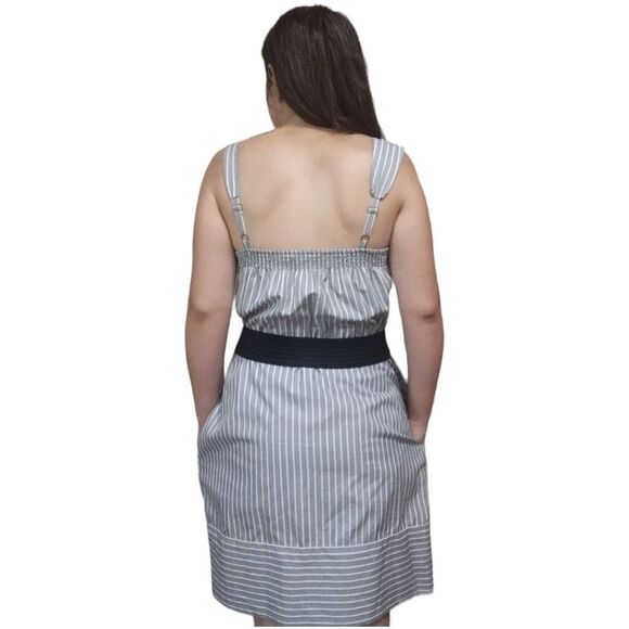 BCBGENERATION Gray With White Stripes Asymmetrical Dress Size Small! - Picture 6 of 15